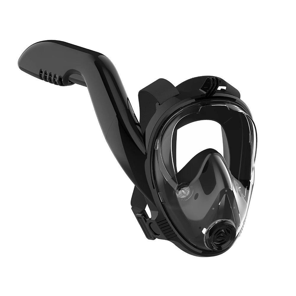 Full Face Snorkel Mask Side Snorkel Mask Panoramic View Snorkeling Gear-Black