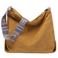 Large Capacity Corduroy Tote Bag with Adjustable Strap for Women