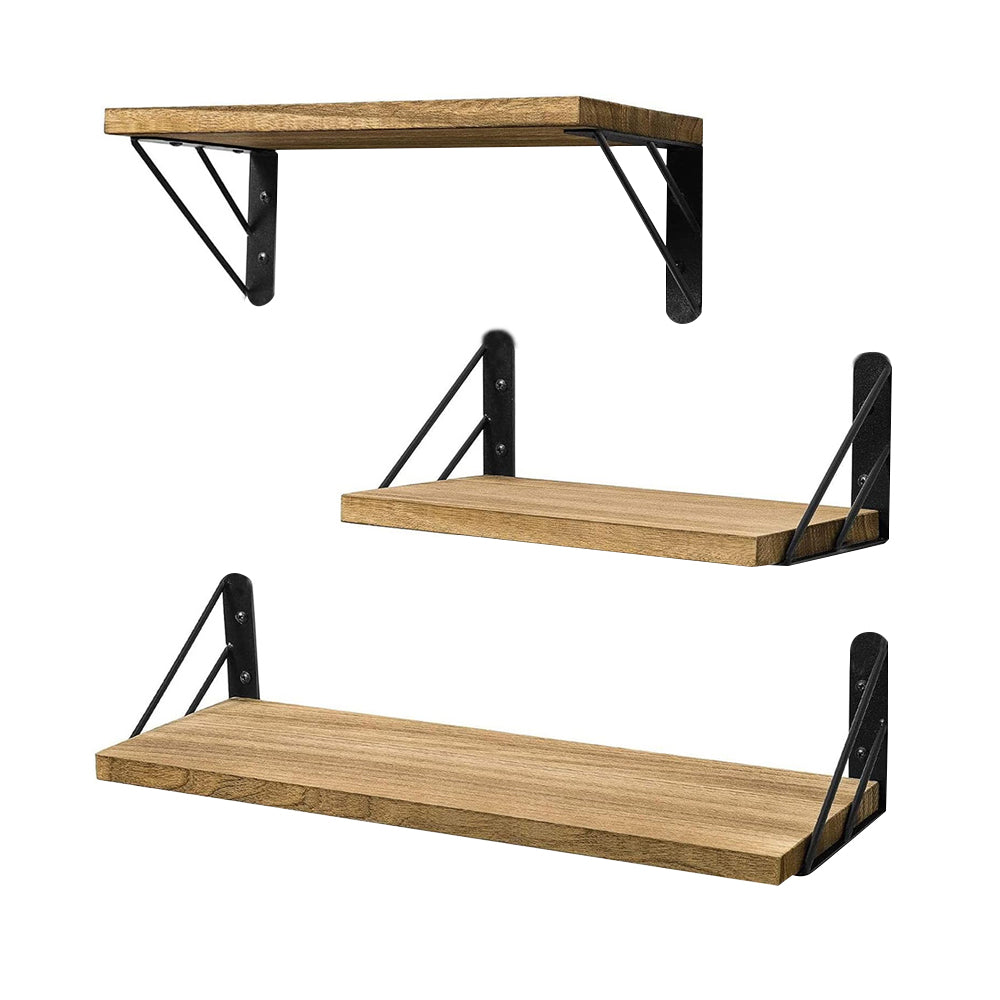 3Pcs Wall Mounted Wood Floating Shelf Storage Display for Bedroom Decor