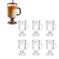 6Pcs 250ml Irish Coffee Mug Glass Cup Footed with Handle Coffee Tea Drink
