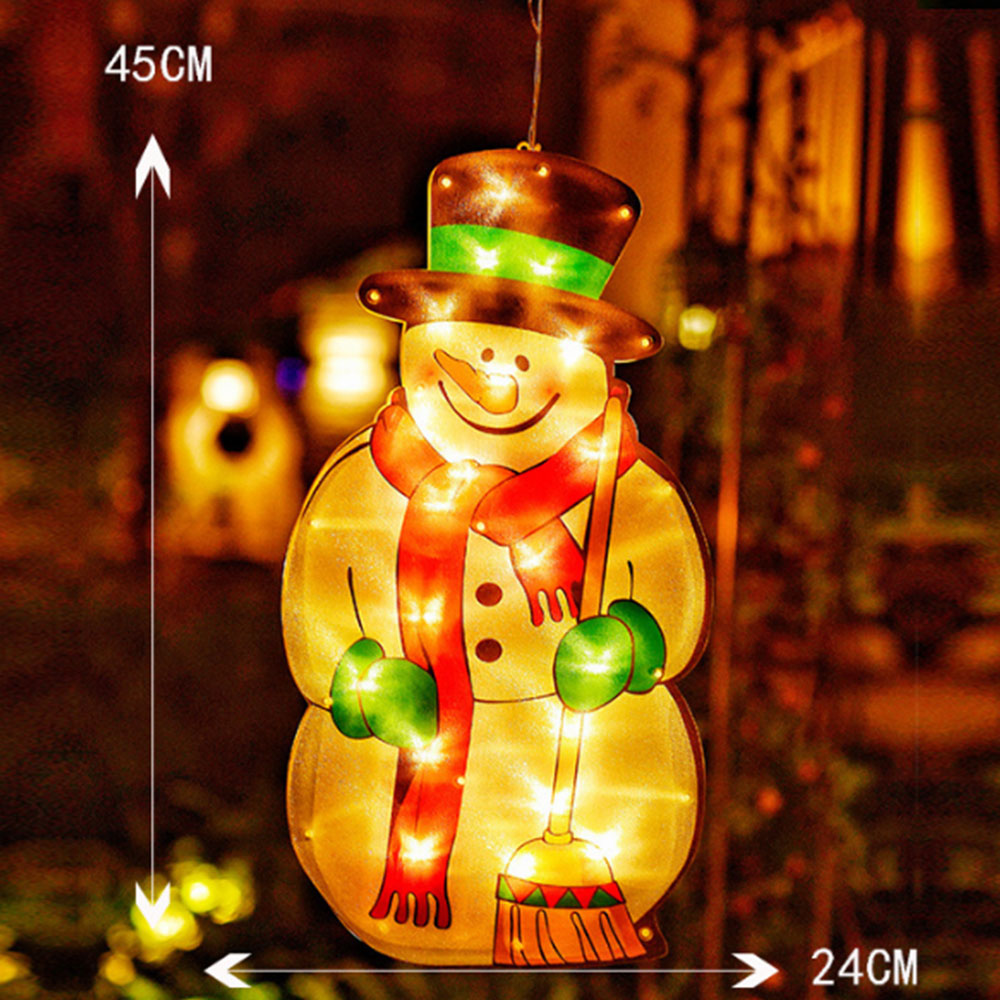 2Pcs Christmas Decor LED Curtain Light Xmas Window Silhouette Light Decoration
