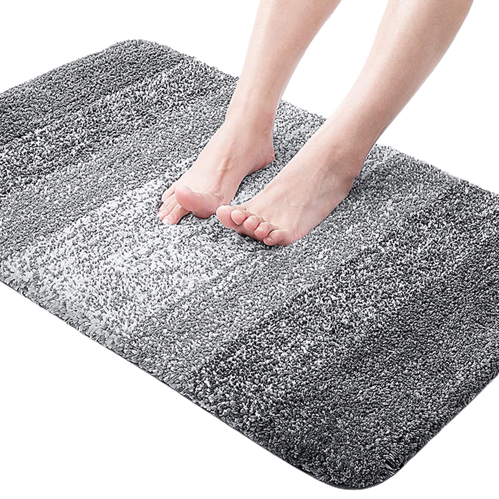Gradient Stripe Microfiber Bath Mat Absorbent Quick Dry Bathroom Rug with Rubber Backing Machine Washable