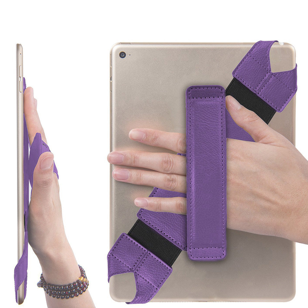 360 Degree Rotating PU Leather Hand Strap Holder Stand for Tablets