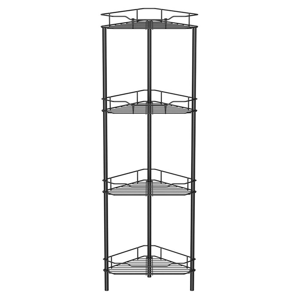 4 Tier No Drill Corner Shower Shelf with Hooks