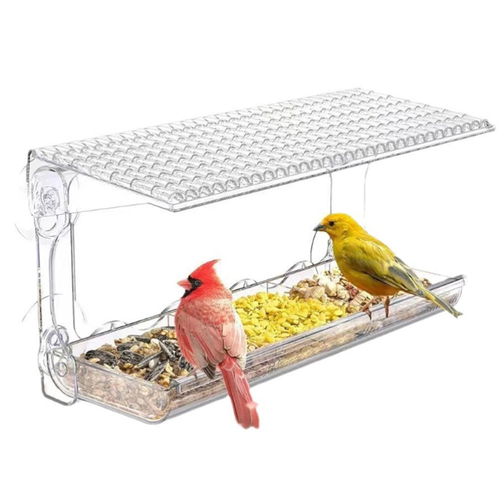2Pcs Outdoor Window Mounted Clear Bird Feeder with Suction Cups
