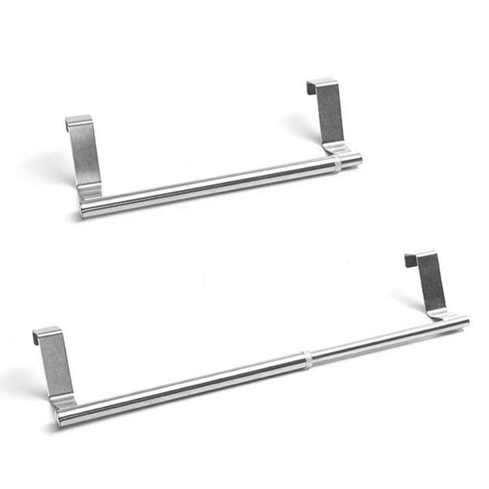 Stainless Steel Cabinet Door Towel Holder Adjustable No Drill Towel Bar for Kitchen Bathroom-Silver