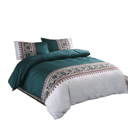 Quilt Cover Bedding Set-King/Peacock Blue