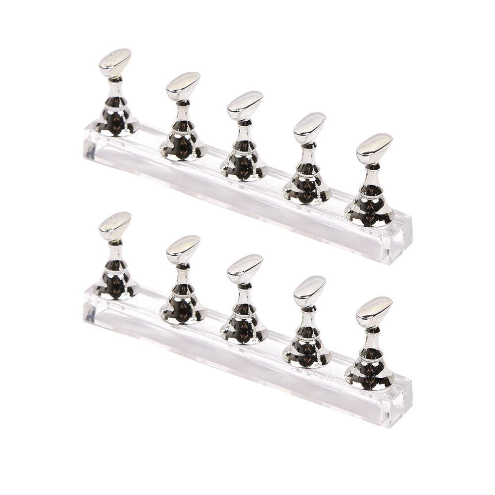 2 Sets Acrylic Magnetic Fake Nails Display Stand for Nails Painting Practices