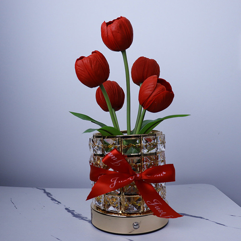 Tulip Flower Lamp Valentine Day Gifts 3 Color Dimming Night Light