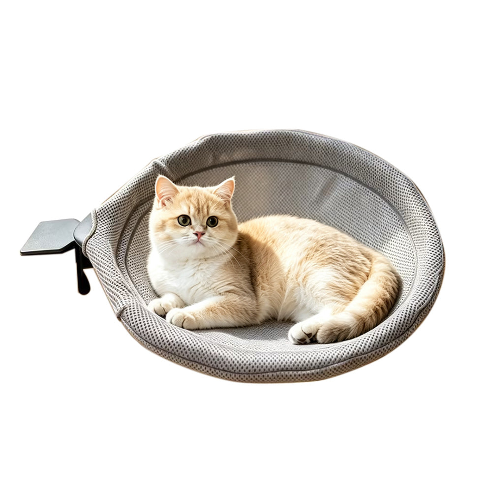 Desk Mounted Reversible Cat Hammock with Steel Frame in Gray