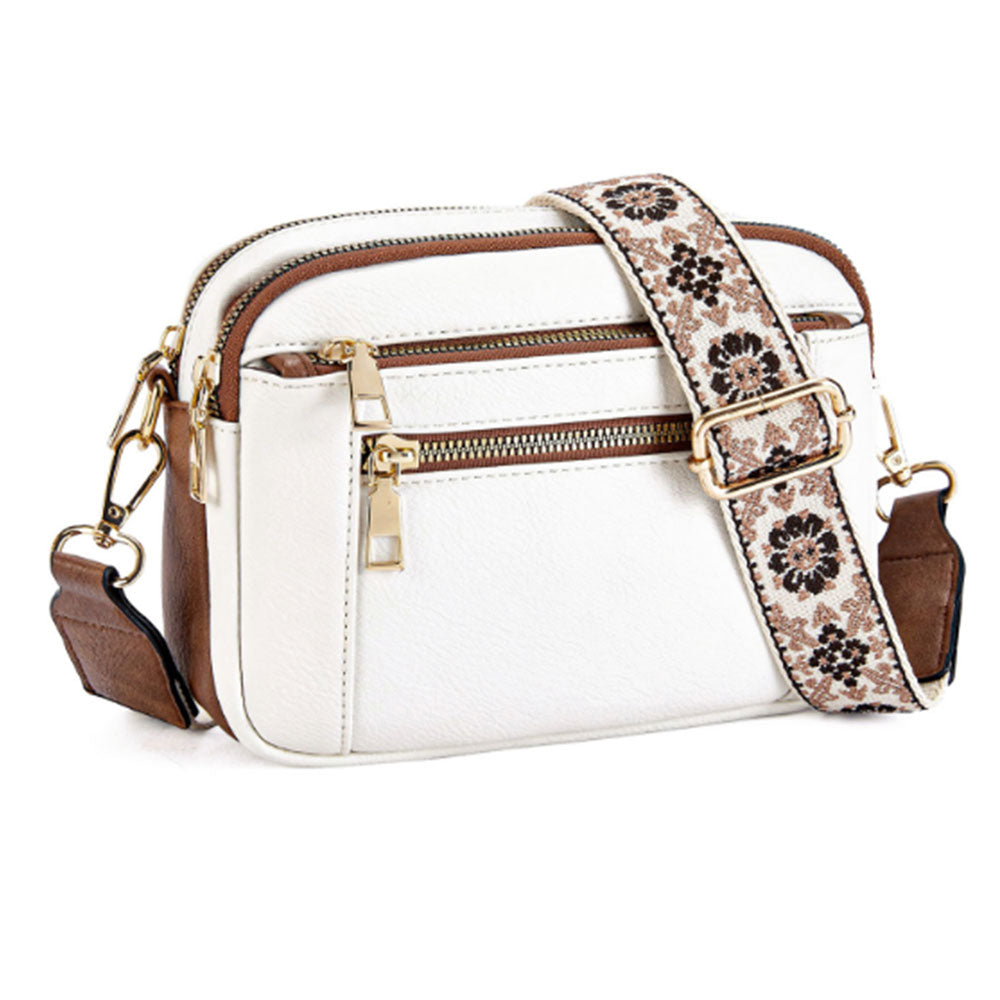 Small PU Crossbody Bag for Women Color-Block Shoulder Bag