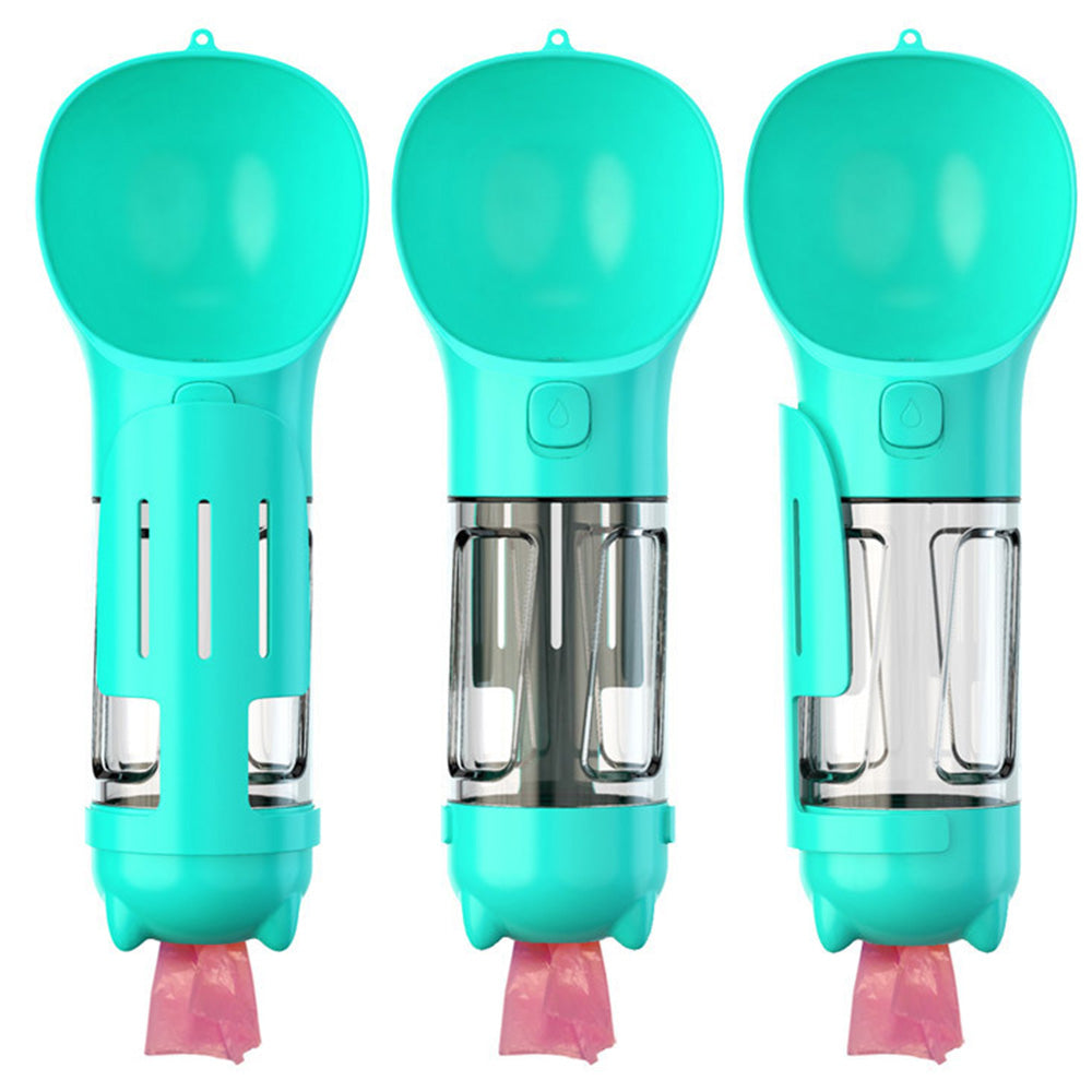 4 in 1 Pet Feeder Dog Cat Puppy Water Bottle Cup with Poop Bag Holder for Yorkie