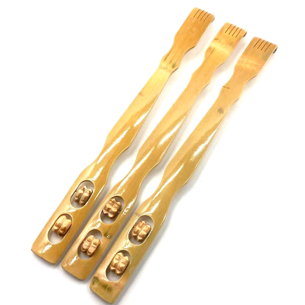 5 Pack Bamboo Back Scratcher - Dual Roller Massage Itch Reliever