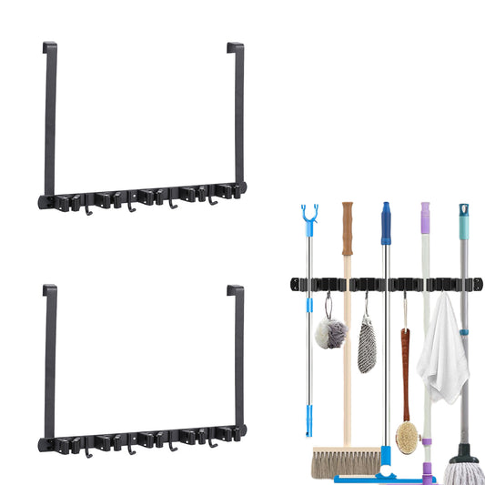 2Pcs Mop Broom Hanging Holder Over The Door