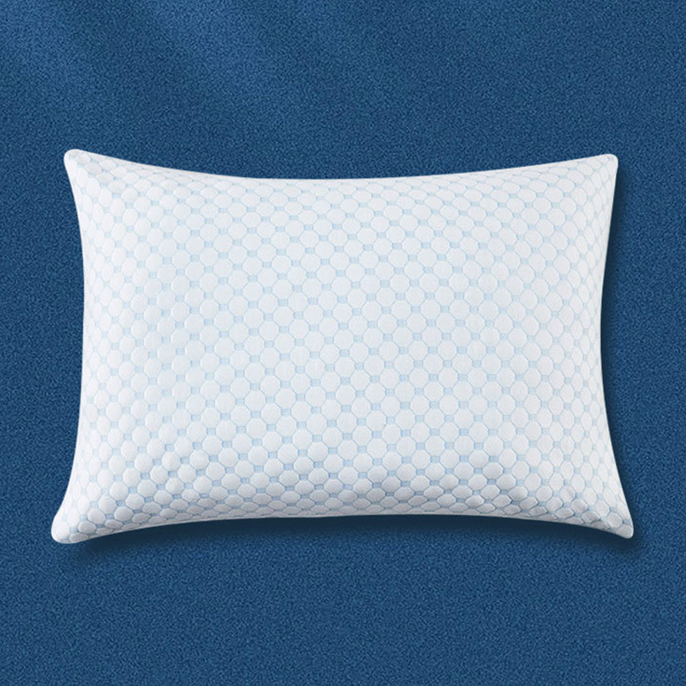 Cooling Shredded Memory Foam Pillows for Side Back Sleepers with Washable Cover-Blue