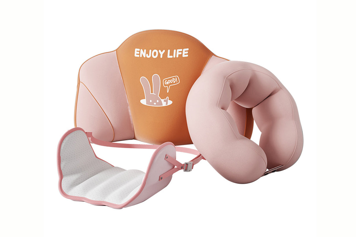 Set of 3pcs Travel Self-Inflating Neck Pillow Lumbar Support Pillow Hanging Footrest