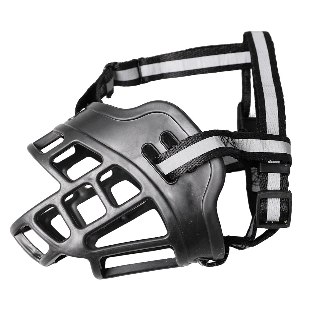 Breathable Rubber Dog Muzzle with Reflective Strap for Walking