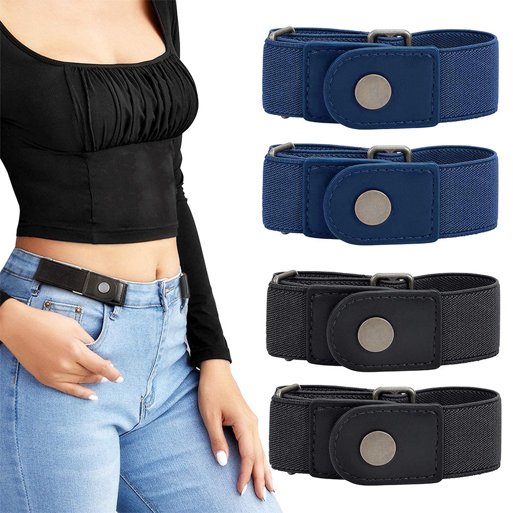 Elastic Belt Side Buckle for Jeans Pants Unisex Adults Adjustable Waistband Stretch