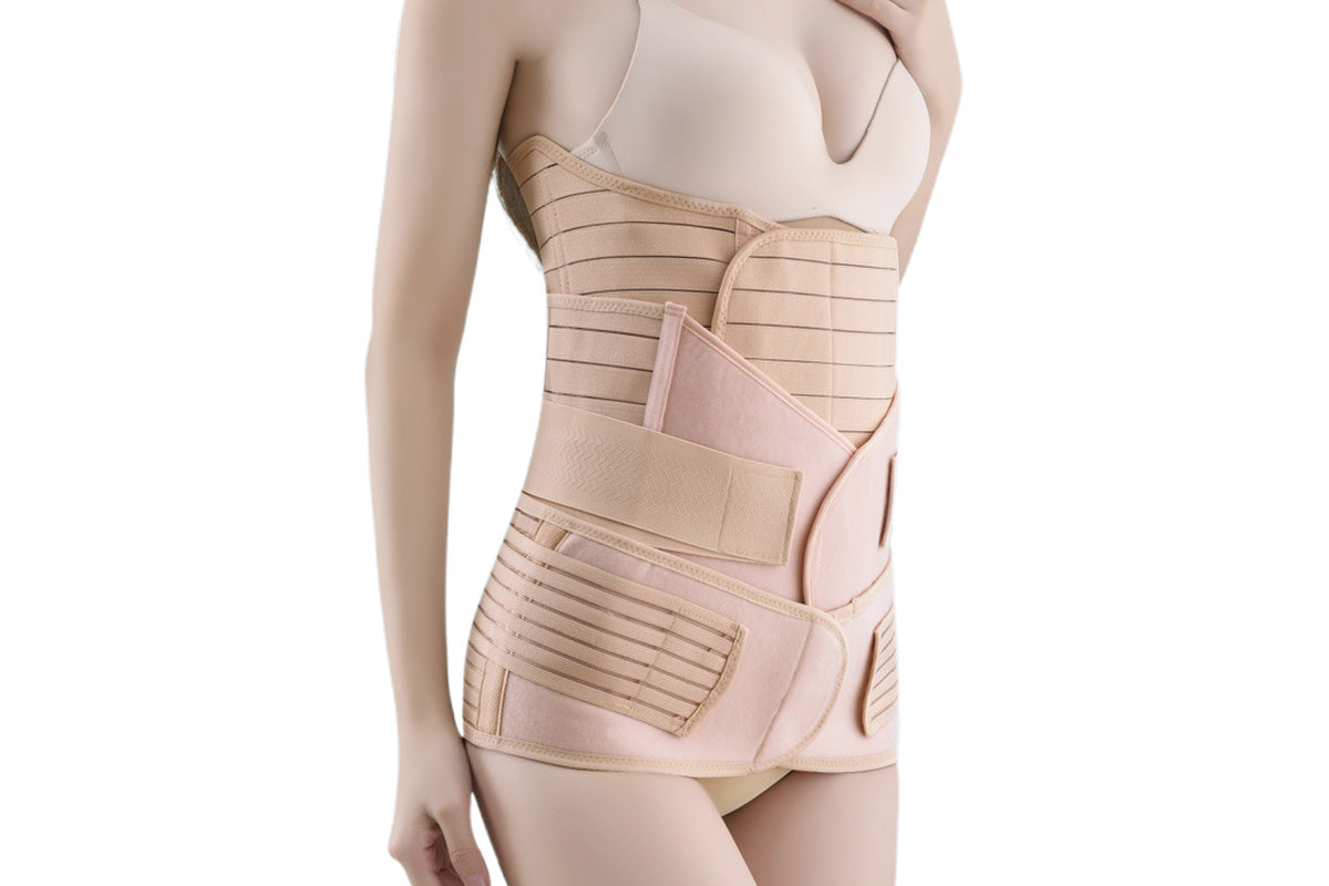 3 in 1 Postpartum Belly Band Waist Shapewear Recovery Girdle After Birth Support-Beige