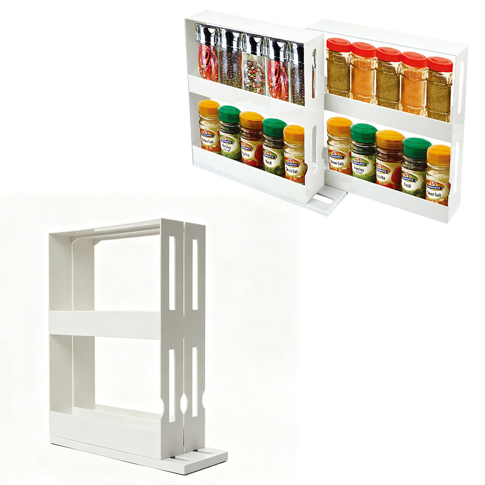 Slide Cabinet Organiser Rack Storage Pantry Kitchen Shelf Spice Jars Can Holder