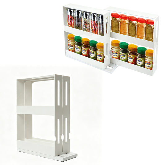 Slide Cabinet Organiser Rack Storage Pantry Kitchen Shelf Spice Jars Can Holder