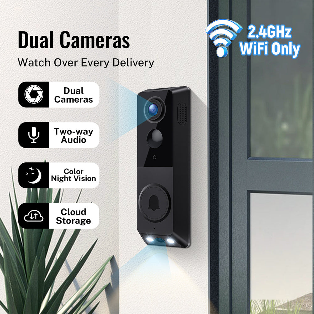 1080p FHD Security Video Dual Camera Doorbell Camera Smart AI Detection Doorbell