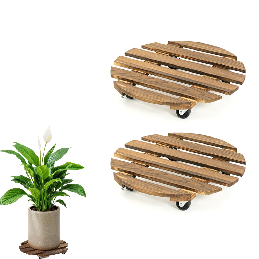 2 Pack Plant Stand Plant Caddy with 360 Degree Lockable Wheels