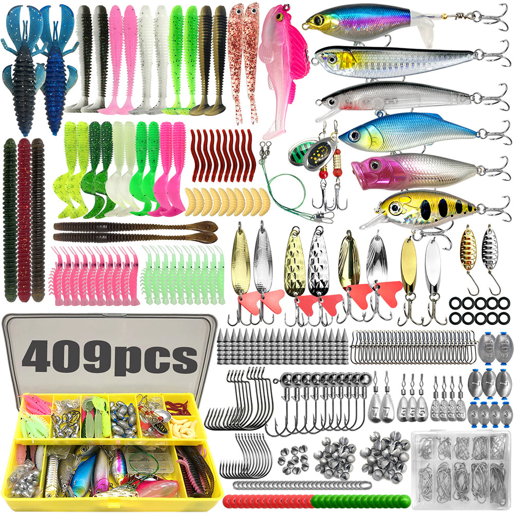 409Pcs Fishing Lure and Tackle Kit with Box