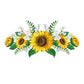 Artificial Sunflower Wall Stickers with Green Leaves Wreath Wall Decals