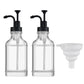 2 Pack 500ml Square Glass Syrup Soap Dispenser Bottles with Funnel