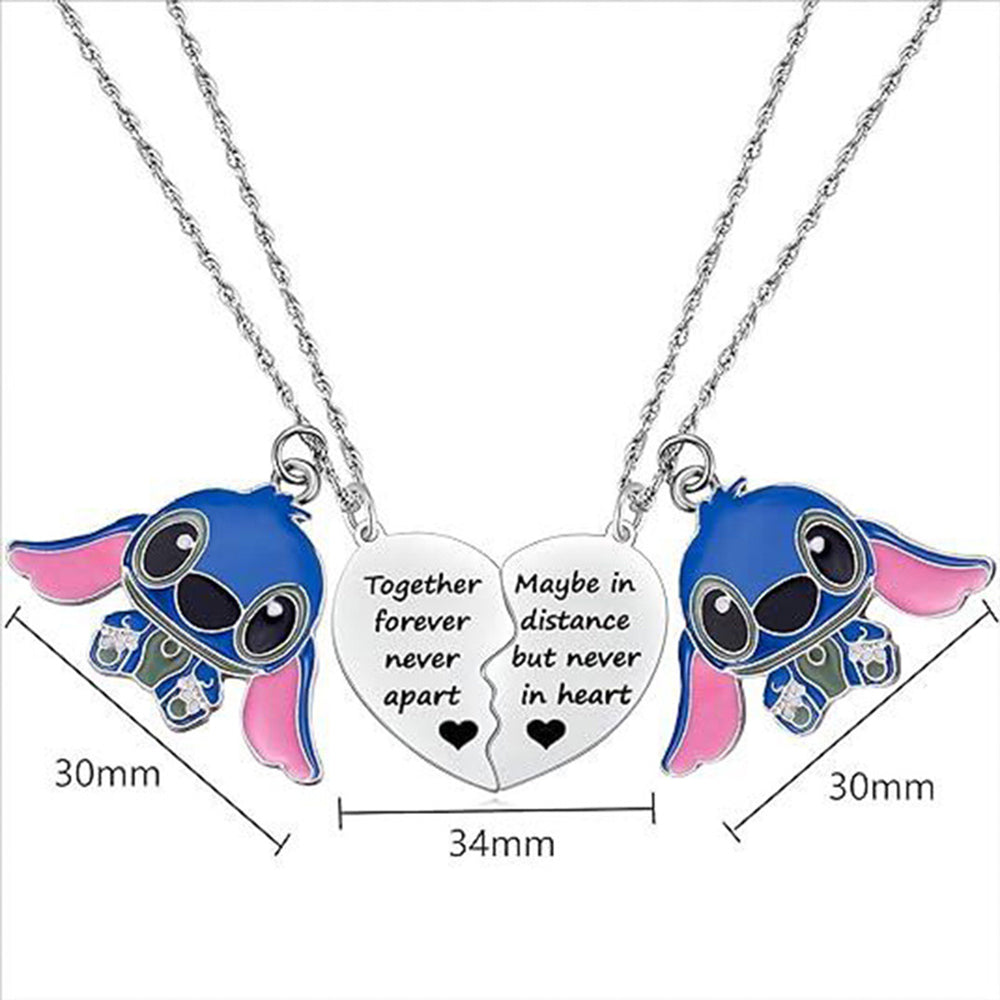 Stitch Inspire Friendship Matching Heart Necklaces