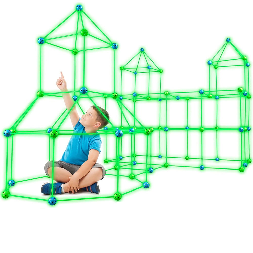 175Pcs Tent Fort Building Kit Glow In The Dark Tent STEM Construction Toy