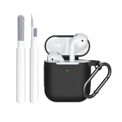 Silicone Case Cover Compatible with AirPods 2nd and 1st Generation with Cleaner kit  and Keychain