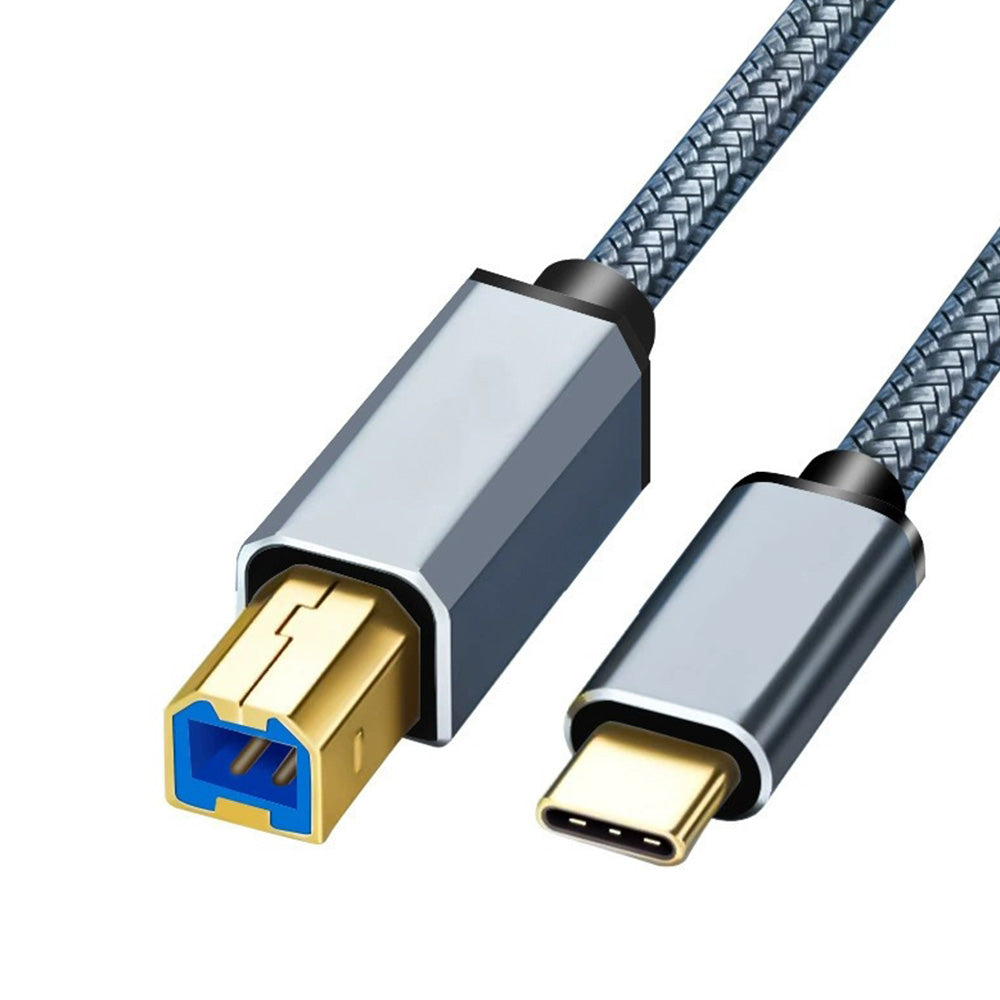 USB 2.0 Printer Cable Type C to USB 2.0 and USB to USB 2.0 1.5m Braided Cord for Scanner
