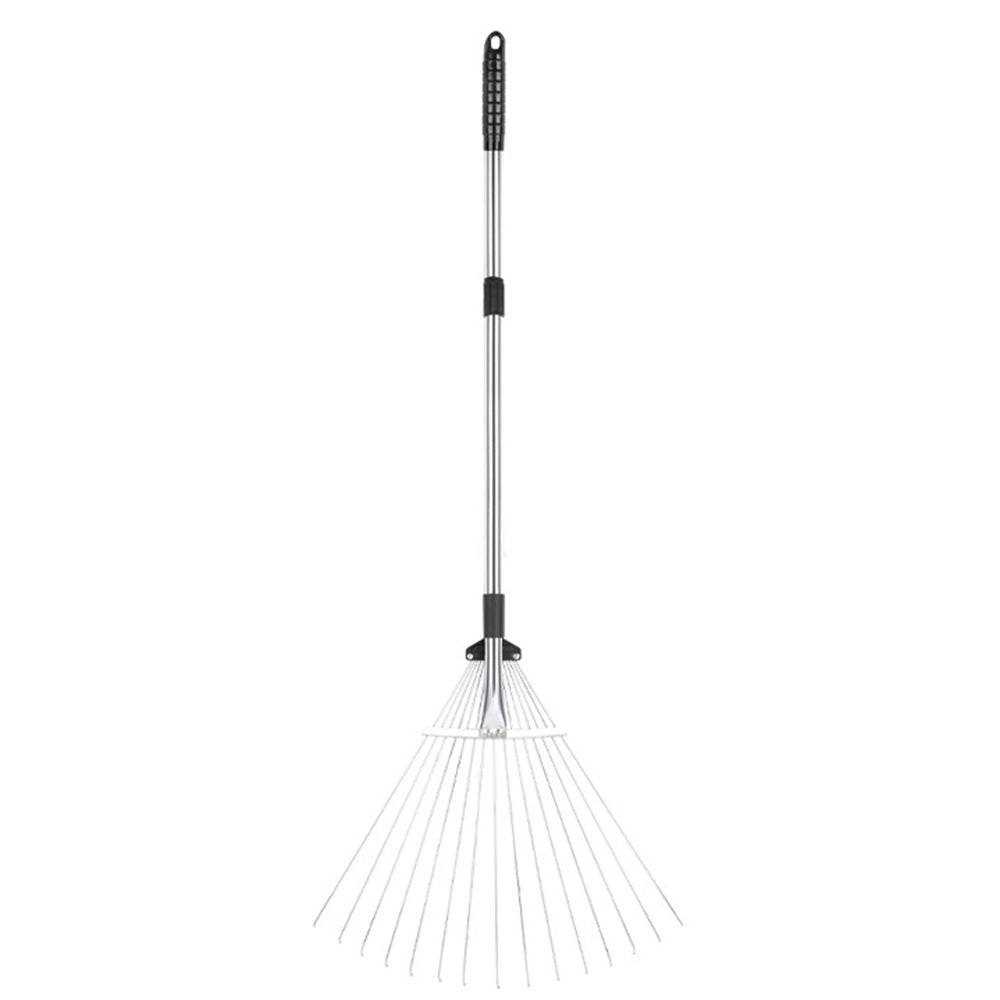 Adjustable Long Handle Metal Leaf Rake for Lawn Garden Yard Soil Loosening