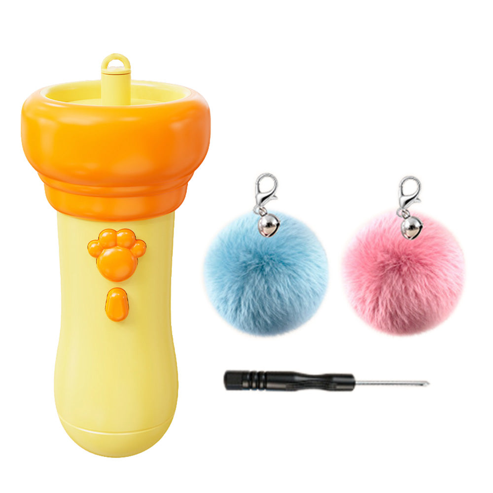 Automatic Cat Teaser Launcher with Retractable Cord and 2 Plush Balls for Cats Dogs