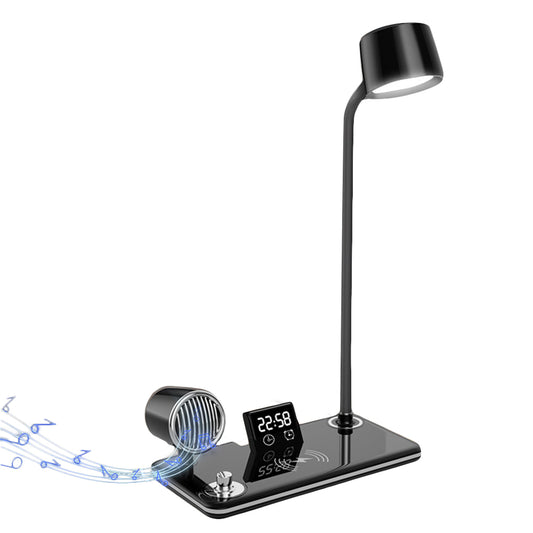 4 in 1 LED Desk Lamp with Wireless Charger Bluetooth Speaker and Alarm Clock