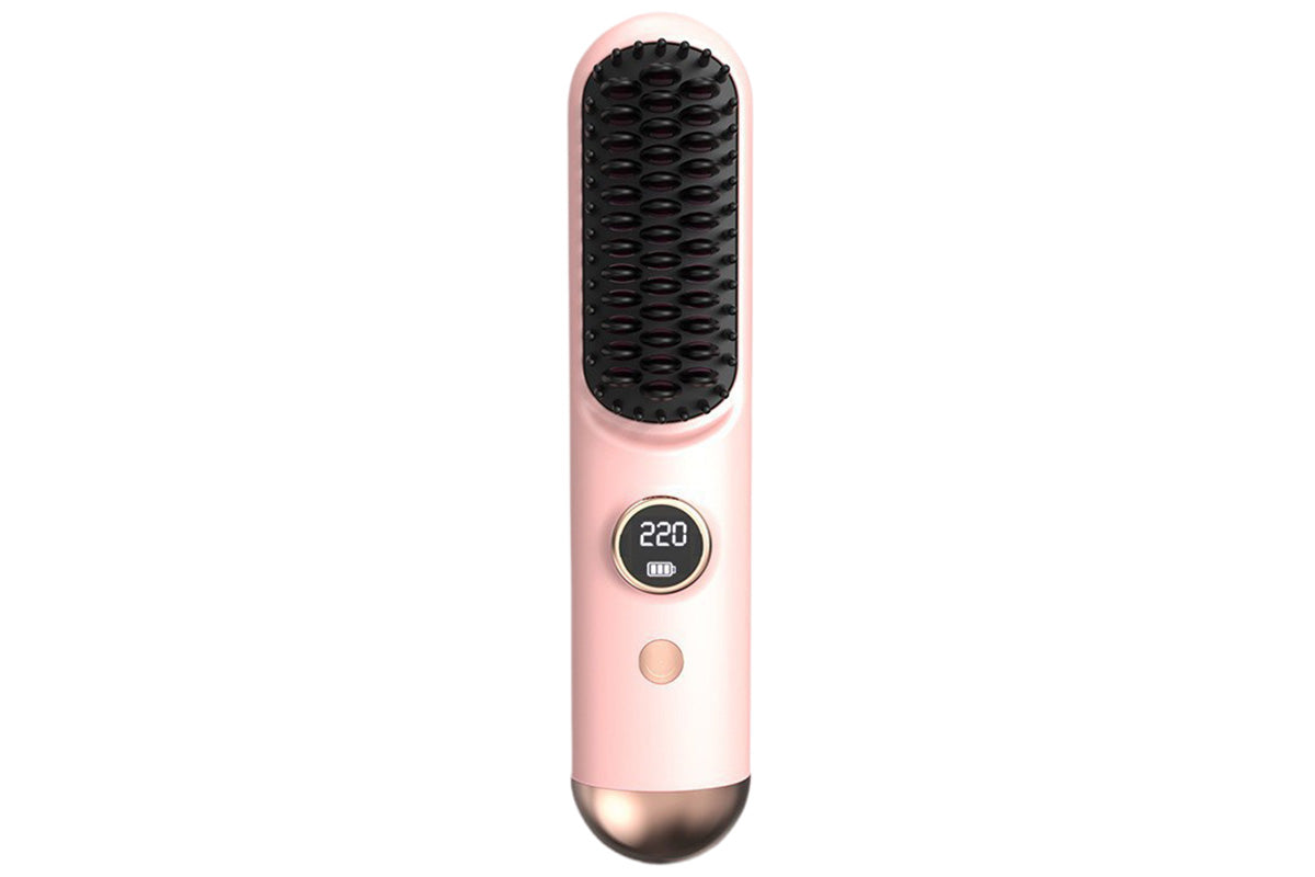 Cordless LCD Hair Straightening Brush 2-in-1 Portable Styling Tool for Travel