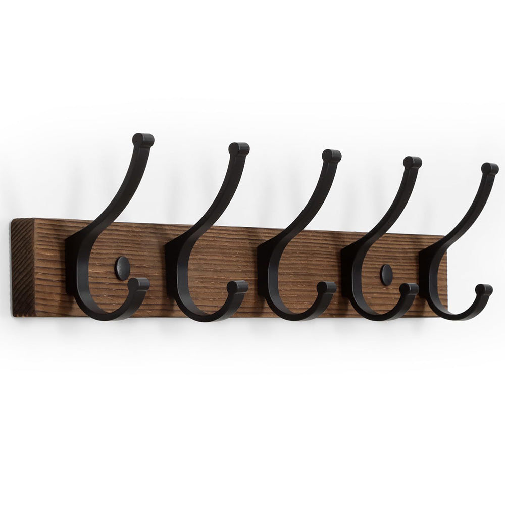 Wall Mounted Wooden Coat and Hat Rack 42 cm Rustic Style for Entryway Bedroom