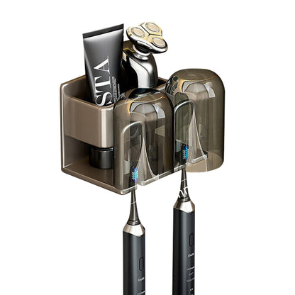 Space Metal Toothbrush Holder Wall Mounted Toothpaste Bathroom Rack with Cups