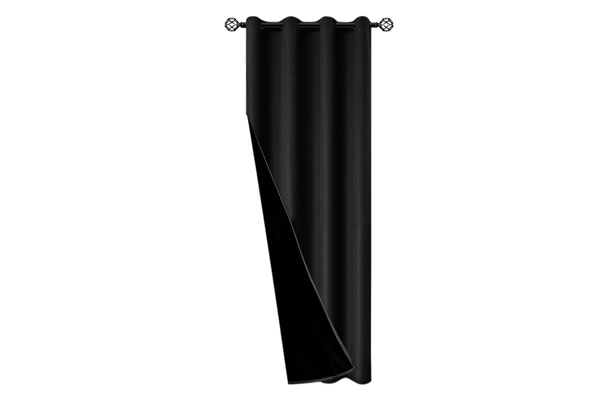 100 Percent Blackout Curtain Panel with Black Liner Heat & Light Blocking Drapes