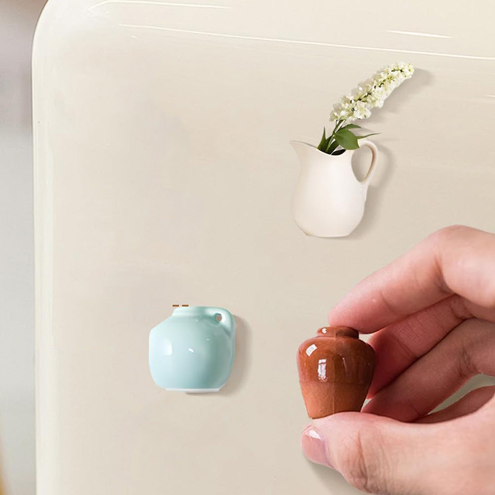 8PCS Mini 3D Ceramic Vase Fridge Magnets