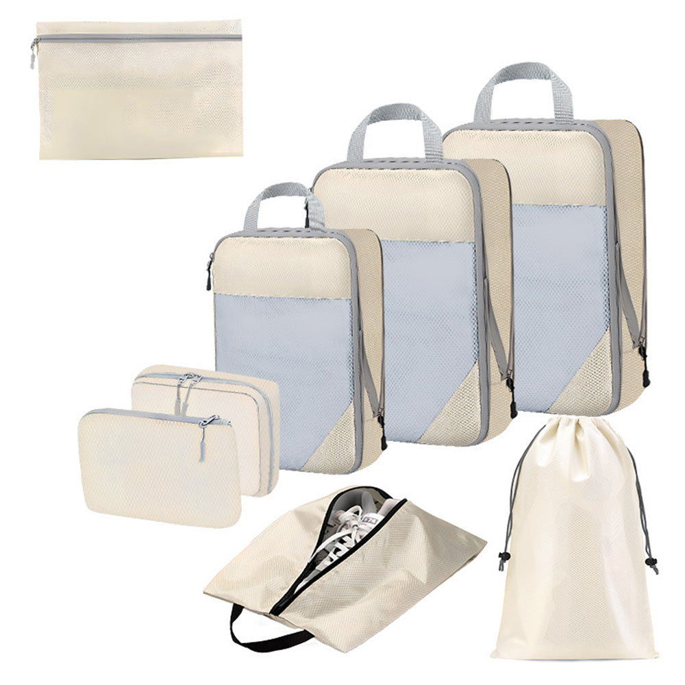 8 Set Compression Packing Cubes For Travel Essentials Expandable Luggage Storage Bags Set