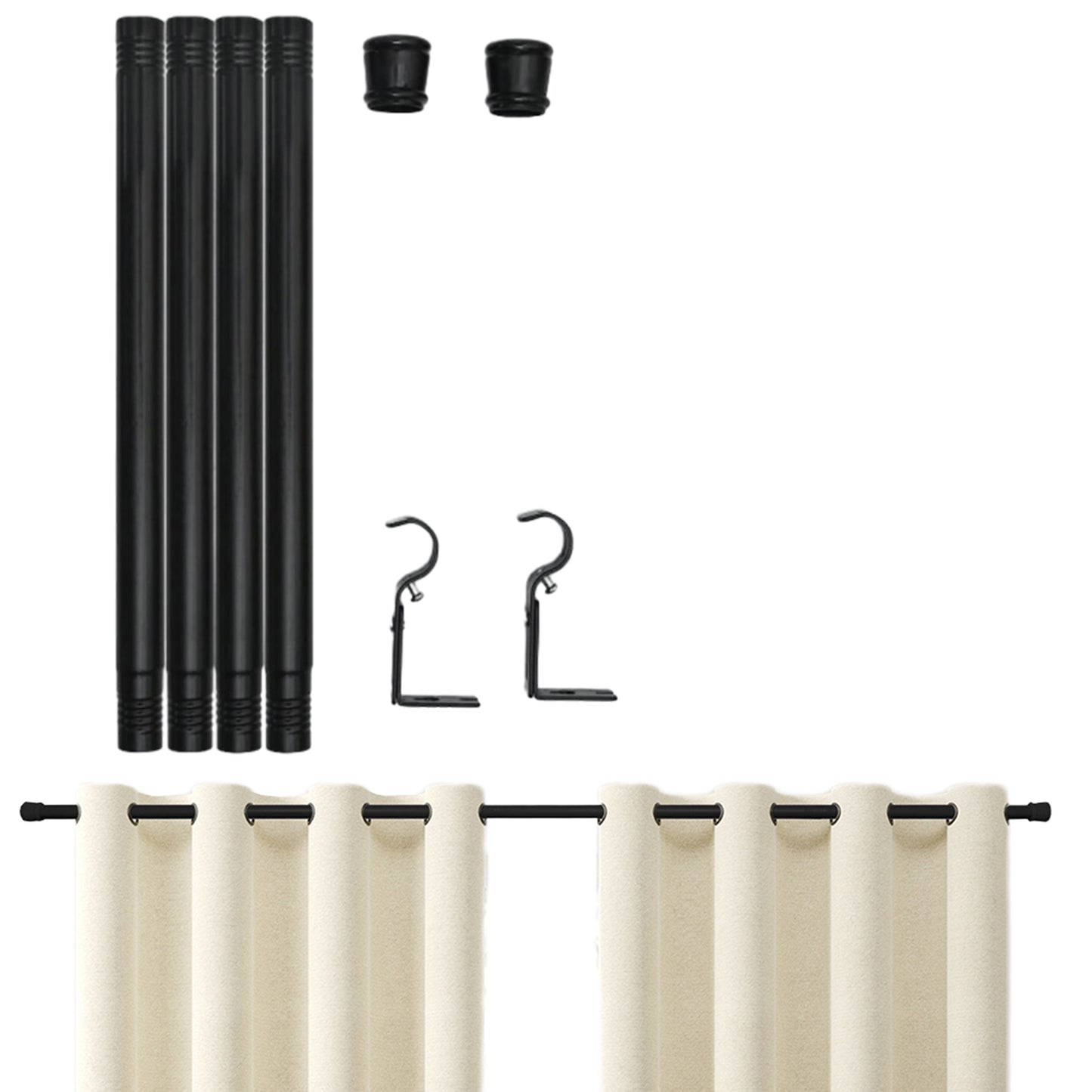 Adjustable Window Curtain Rods Set with Brackets