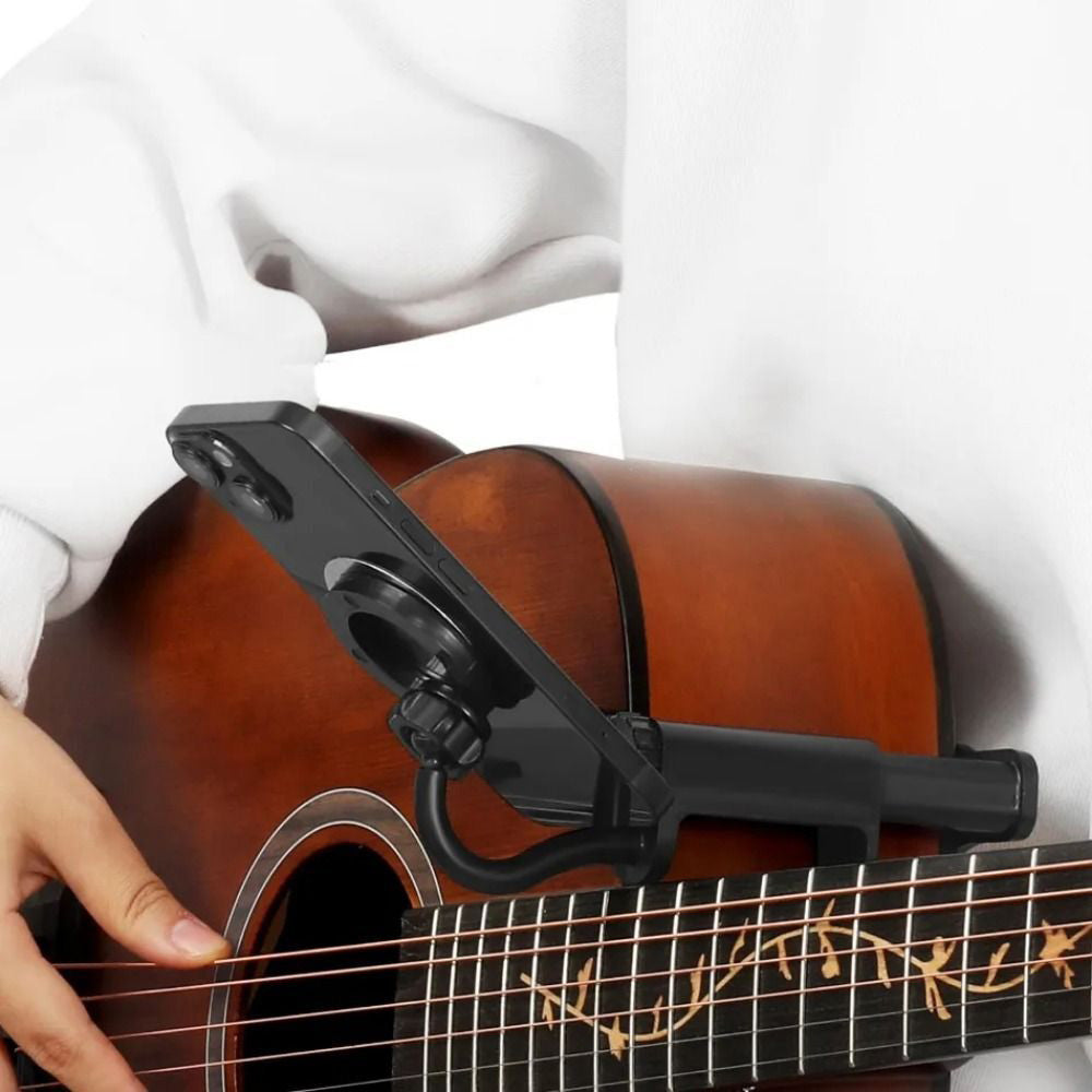 Guitar Phone Holder No Drill Guitar Mobile Phone Bracket With Rotatable Arm