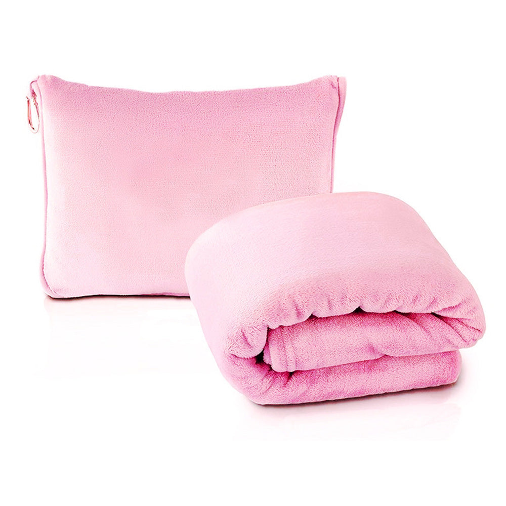Travel Blanket And Pillow With Backpack Clip For Airplanes Essential Accessories