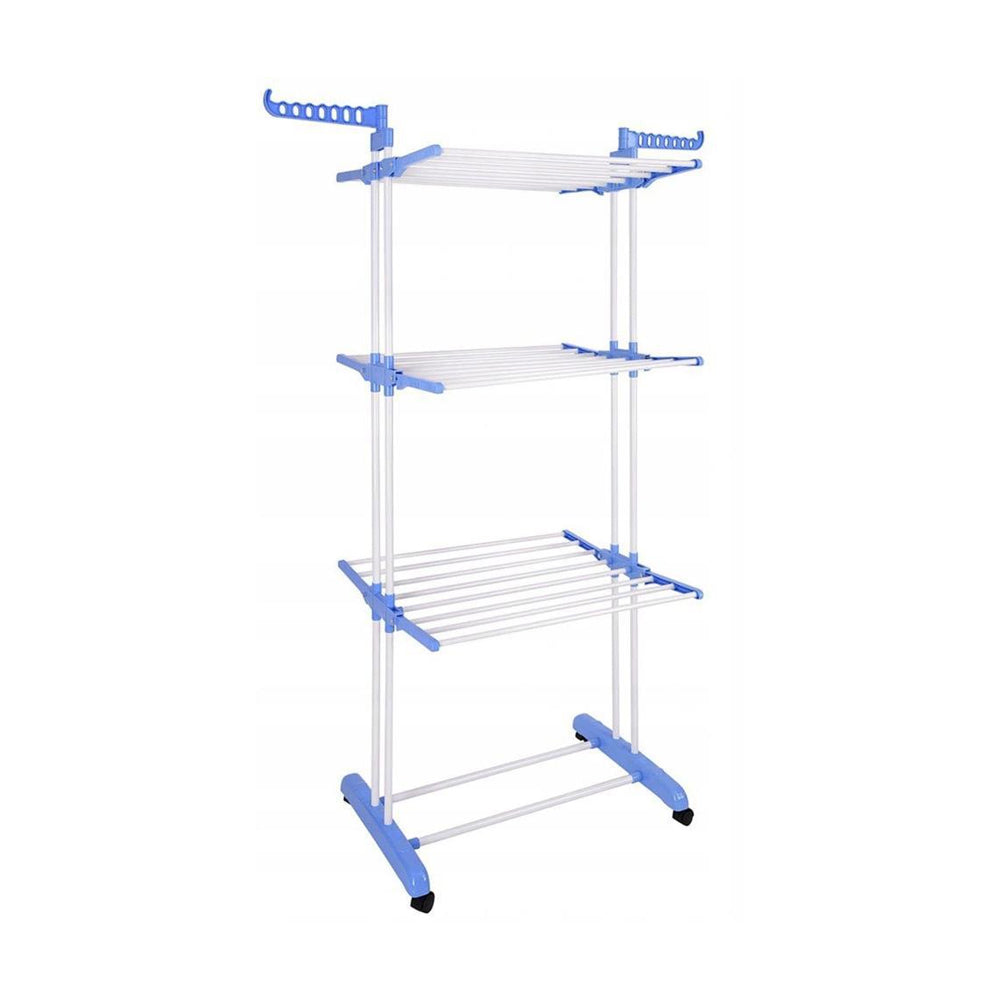 4-Tier Clothes Drying Airer Foldable Stainless Steel Movable Drying Rack