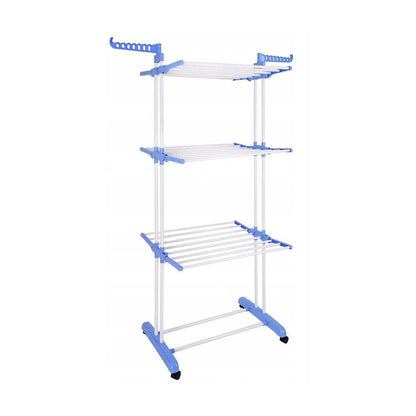4-Tier Clothes Drying Airer Foldable Stainless Steel Movable Drying Rack