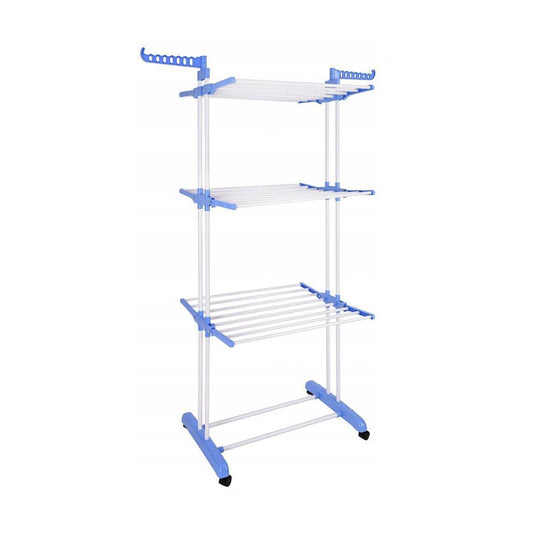 4-Tier Clothes Drying Airer Foldable Stainless Steel Movable Drying Rack