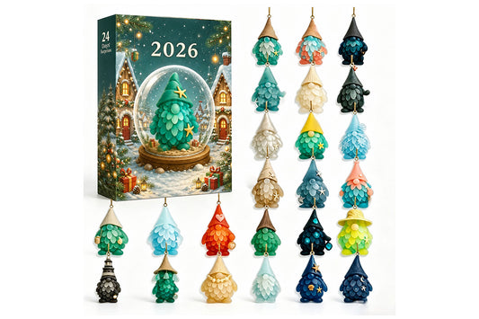 24 Days Christmas Advent Calendar Sea Glass Effect PVC Gnome Tree Decorations